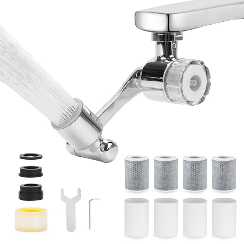 Image of BREADEEP 1080º Sink Water Filter Faucet, Splash-proof Sink Faucet Extender with Filter, Reduce 99% Chlorine, 2 Modes Spray Attachment for Home Kitchen & Bathroom, 9PCS Replacement Filter