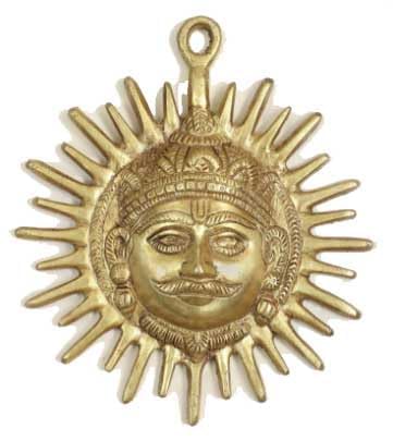 EzeeportBrass Surya (Sun Face) - 3 Inch | Wall Hanging Sculpture | Vastu & Feng Shui Gift Product