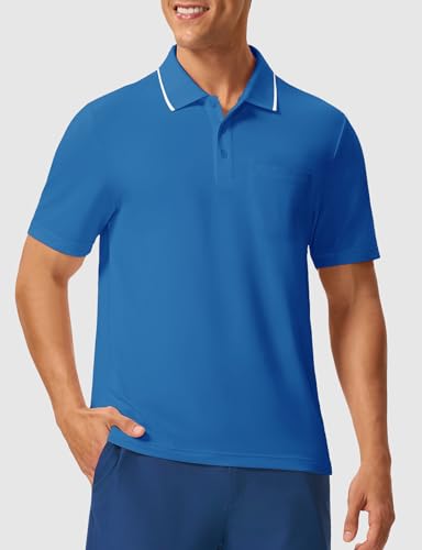 Image of Rdruko Men's Polo Shirts Short Sleeve Quick Dry Outdoor Golf Sports Shirts with Pocket