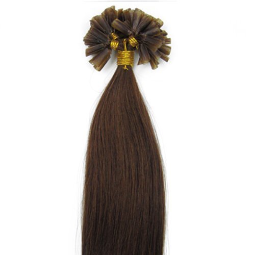 Lilu 100 Strands Straight Pre Bonded U Nail Tip Fusion Remy Human Hair Extensions (20" Inch, 0.5g/s, 4 Chocolate Brown)
