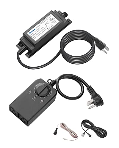 DEWENWILS 36W Outdoor Low Voltage Transformer with Timer and Photocell Light Sensor, 100-240V AC to 12V DC, IP68 Weatherproof, for LED Landscape Lighting, Spotlight, Pathway Light, ETL Listed