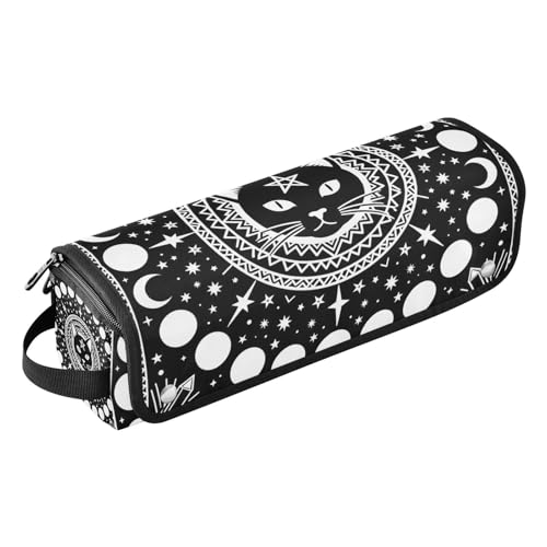 Bolsa organizadora para herramientas de cabello 2-en-1 con base resistente al calor removible para planchas y rizadores, portátil estilo cristal retro Moon Cat miniatura 1