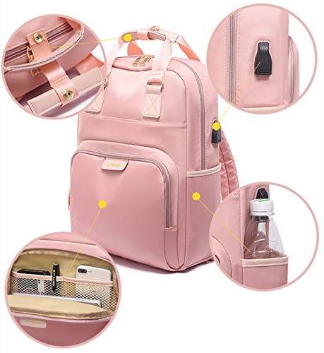 Mochila feminina moda à prova d'água de grande capacidade para laptop 14/16 polegadas com porta USB