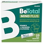 Be-Total Mind Plus, Integratore Alimentare con Vitamina B, Fosfoserina, L-Glutammina, Supporto per Stanchezza Mentale, Memoria e Concentrazione, Adulti e Bambini 6+, 20 Bustine
