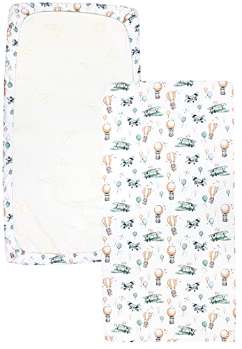 TupTam baby fitted sheet children fitted sheet for baby bed cot pack of 2, Foxes on the Plane/Green, 90 x 200 cm - Image 3