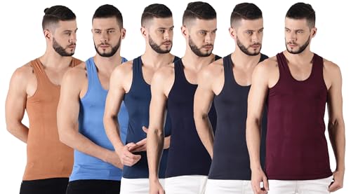 Image of Dollar Lehar Men Combed Cotton Round Neck Vest -Colour May Vary