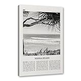 Póster en lona de viaje en blanco y negro para pared, Boston,Los Ángeles,Portugal,Oregon,Florida,Samoa,Noosa Heads, pintura de paisaje, sala de estar y recámara (SKU7,8 x 12 pulgadas = (20 x 30 cm