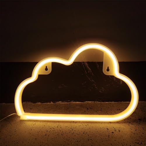 LED Cloud Neon Sign Night Lamp Wall Art Decorative Room Party Decor Yellow Home&Garden Gift