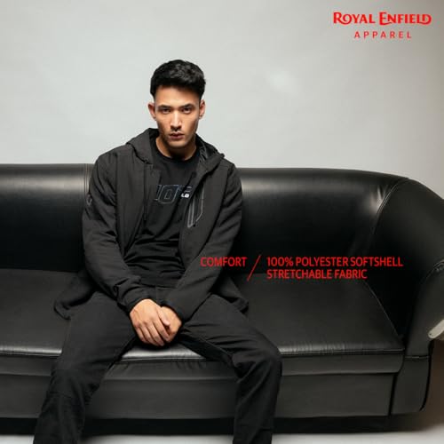 Image of ROYAL ENFIELD URBANITE RIDING JACKET CUM CASUAL JACKET CUM SWEATSHIRT|CE level 2 armours at Shoulders & Elbows CE level 2 armour at back|Riding jacket protection: CE certified to CLASS A | BLACK M