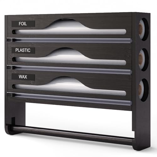 Distributeur Aluminium Et Film Alimentaire avec Porte Cuisine, Distributeur Film Alimentaire avec Coupeur, Derouleur Papier Alimentaire, Film, Alu, Papier De Cuisson A,Three-Gang