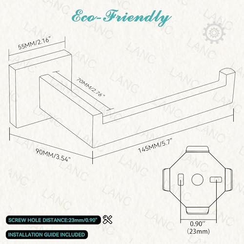 Image of LANC Black Toilet Paper Holder, Bathroom Toilet Paper Roll Holder Wall Mounted for Bathroom Kitchen, Modern Matte Black TP Holder Dispenser Hangers Square Stainless Steel, A8807MB