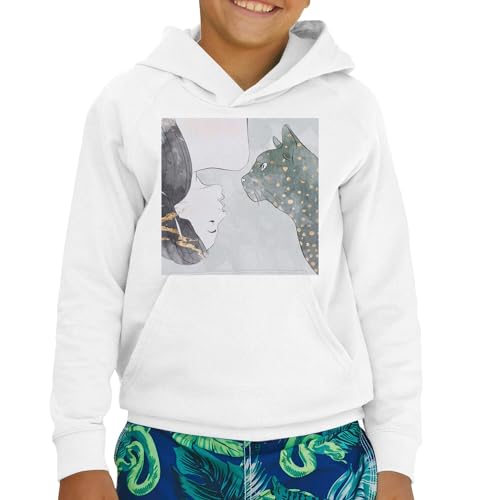 Sweat à capuche enfant chat aquarelle de qualité premium pour fille - 2