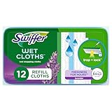 Swiffer Sweeper Wet Mopping Pad Refills for Floor Mop with Febreze Lavender Vanilla & Comfort Scent 12 Count
