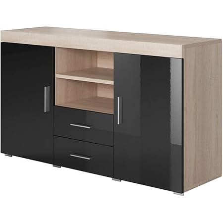 TV-meubel Random Eiken Bruin/Zwart 180cm met elektrische kachel / Ventura Design - Ventura Design