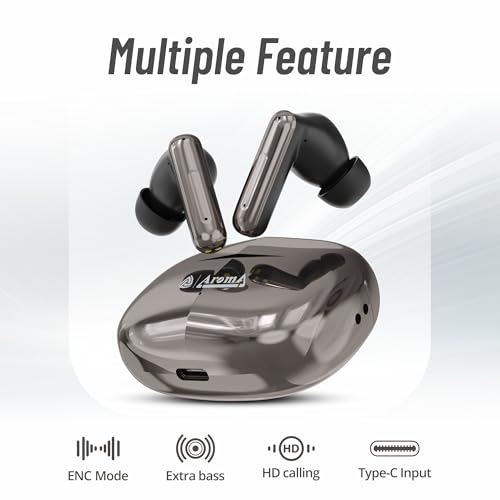 Image of AROMA TWS1 Pulse V5.4 True Wireless Earbuds, Shiny Gold | Bluetooth Headphones, Up to 60H Playtime, ENC, Fast Charging, Heavy Bass