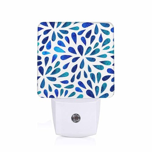 Image of LED Night Light,Floral Watercolor Pattern LED Night Light Plug into Wall with Dusk to Dawn Light Sensor White Energy Efficient Nightlight for Bedroom Bathroom Hallway Living Room Kitchen