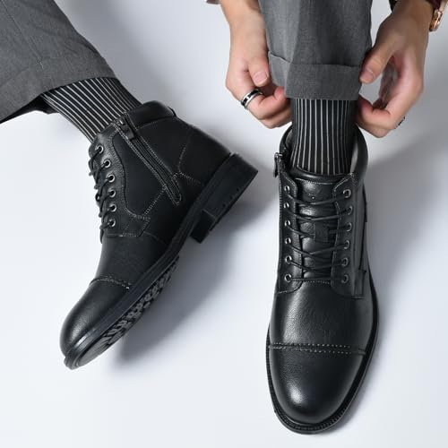 Image of Arkbird Men's Dress Boots Genuine Leather Cap Toe Ankle Boot with Side Zipper for Casual Business Formal Wear