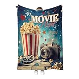 Hohoto Movie Theater Popcorn Blanket Cinema Gifts for Men Women Boys Adult Teen Kids Birthday for Mom Dad Husband Fathers Day Presents Camera Movie Room Decor Throw Blankets 50'x60'