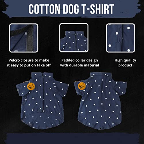 Image of Sage Square Funky Soft Material Dog Shirt | Cool /Funky Print Pet | Soft Light Weight | Comfortable & Breathable Dog Clothing | Trendy Vest Outfit (Polka Blue) (XXXLarge - 30inch)