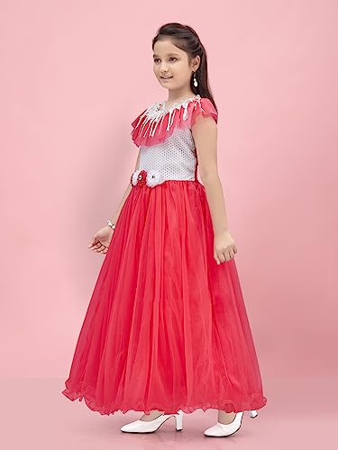 Image of Aarika Girls Gajri Color Self-Design Gown