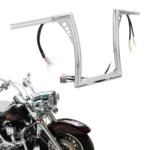 Wsays Pre-Wired Handlebar 12' Rise Compatible with Harley Sportster XL883 1200 Softail Fat Boy Dyna Low Rider Road King 1996-2006 Ape Bar Handlebar Chrome