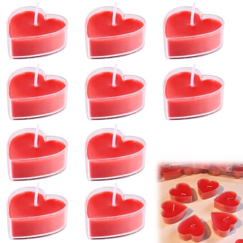 KARELLS - KARELLS Bougies Coeur, 10 Pièces, Romantiques, Saint Valentin, Anniversaire, Mariage