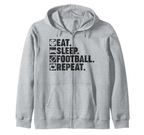Eat Sleep Football Repeat Men Vintage Player Coach Sport Fan Sudadera con Capucha