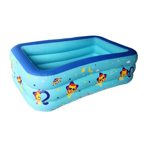 Inflatable Paddling Pool, 3 Rings Large Rectangular, 180cm, Family Swimming Pool for Adults, Indoor Outdoor