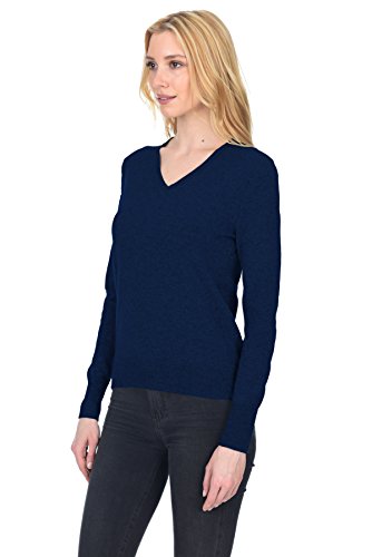 State Fusio Classic V-Neck Sweater For Women - Breathable & Soft Long Sleeve Pullover - Hoodless Sweatshirt Made From Pure Merino Wool - Light Sweaters For Summer (Navy, X-Large) #TOP1