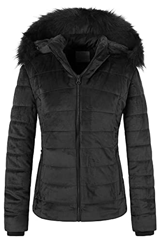 Chrisuno Women's Casual Short Winter Puffer Coat Soft Faux Fur Lining Lightweight Warm Jackets With Removable Hood