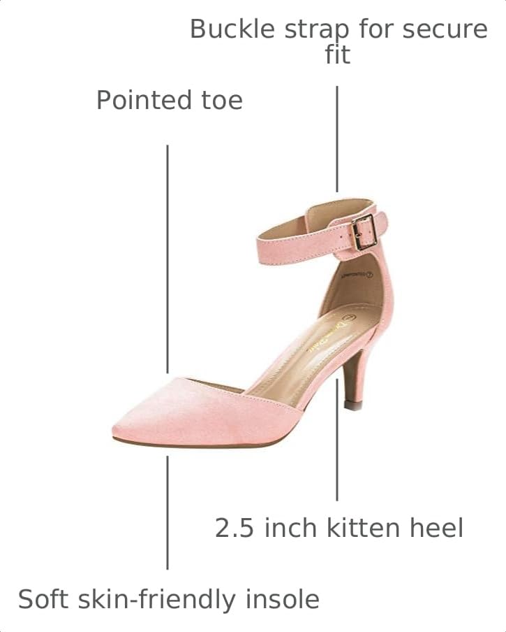 Image of DREAM PAIRS Women's Kitten Heels Ankle Strap Pumps