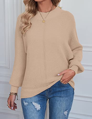 Image of TECREW Women's Batwing Long Sleeve Crew Neck Pullover Sweater Soft Ribbed Knit Sweater Top
