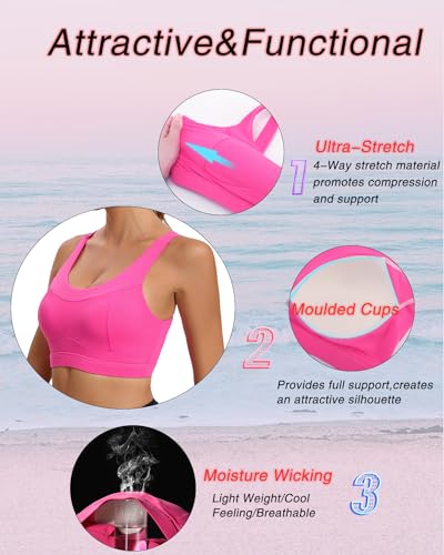 Image of RUNNING GIRL High Impact Sports Bras for Women,Racerback Running Bra Workout Crop Tank Tops Longline Sports Bra Push up