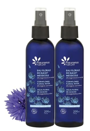 Duplo Fleurance Nature Eau Florale de Bleuet Messicole- 200ml cosmetique certifié Bio Cosmos Ecocert Soin visage hydrolat de Bleuet bio tonifiant...