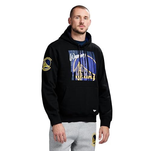 GAME 7 x NBA Officially Licensed Mens Long Sleeve Pullover Hoodie Fleece Heavyweight Sweatshirt Golden State Warriors M Black