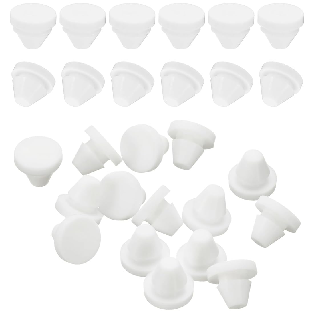 Produktbild von 50 Gummistopfen Aus Silikon – Weiß, Wasserdicht, Für Löcher 6-7 Mm, Möbel Und Flaschen