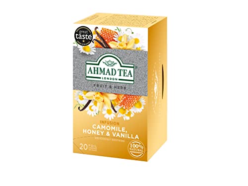Ahmad Tea Herbal Tea, Camomile, Honey, & Vanilla Teabags, 20 Ct (Pack Of 6) - Decaffeinated & Sugar-Free #TOP3