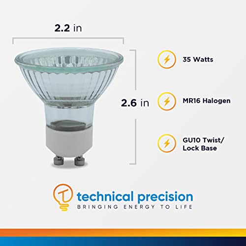 Technical Precision Replacement for Cavaliere 35W Type MR16 12v / Type Gu10 120v Light Bulb Halogen 35W 120V with GU10 Twist & Lock Base - MR16 GU10 35W - 1 Pack