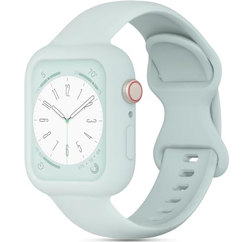 Image of Silicone Bands Bumper Case Compatible with Apple Watch Band 38mm 40mm 41mm 42mm 44mm 45mm 46mm 49mm Women Men, Sport Strap Protective Cover Wristband for iWatch Ultra Series 11 10 9 8 SE 7 6 5 4 3 2 1