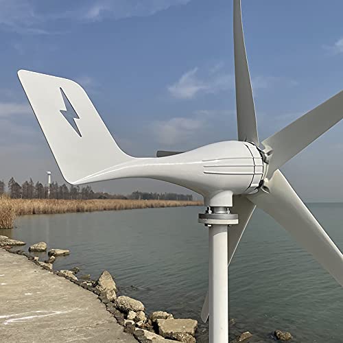Genway 600W Windkraftanlage 12V 24V 48V Windturbine mit 5 Flügeln und kostenlosem MPPT Laderegler Horizontaler Windgenerator für Zuhause Bauernhof Cover