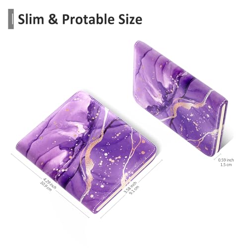 Nipichsha Womens Wallet, Small Slim RFID Credit Card Holder Wallet for Women, Leather Compact Bifold Purse with Zipper Coin Pocket, Cute Ladies Purse with ID Window, Purple Marble2