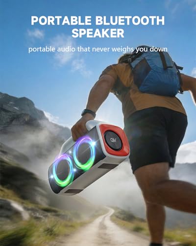 Image of IP67 Waterproof Bluetooth Speaker:80W(Peak) Loud Outdoor Portable Wireless Party Speakers with LED Lights,20H Playtime,Bluetooth 5.3,Deep Bass & TWS for Pool,Beach(White)
