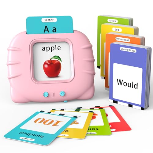 Image of Lapare Audible Flash Cards Toys for Toddlers 2 3 4 5 6, Learn ABC Letters, Numbers 0-100,Phrases,Objects, Adjectives, and More Dolch Sight Words, 280 Cards with 560 Words/Phrases (Pink)