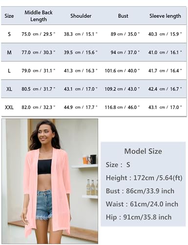 Image of iClosam Women Casual 3 /4 Sleeve Sheer Open Front Cardigan Sweater Kimono