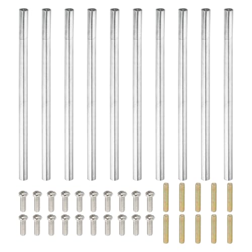 PATIKIL 100mm (3,9) Runde Kupplungsmuttern-Set, M4 Gewindeverbinder Stangen-Hardware mit vollständigem Gewindestab Schrauben für Lampenmodell-Möbel DIY-Reparaturteil