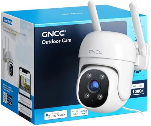 GNCC Caméra Surveillance WiFi Exterieure 360°, 2K Couleur Vision
