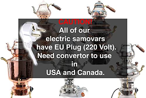 Tubibu Samovar Stainless Steel Electric Turkish Tea Maker Tea Machine 220v EU Plug (Silver, 7 liter)