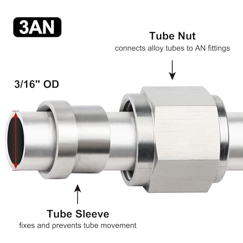 EVIL ENERGY 3AN Female Hardline Tube Nut and Sleeve Fitting Stainless Steel for 3/16" OD Alloy Tubing 2PCS by EVIL ENERGY - Image 3