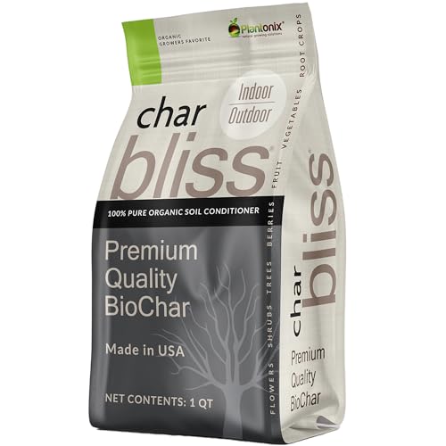 Char Bliss (1 Qt) - Organic Biochar for Plants - OMRI-Listed Biochar Soil Amendment Organic - Horticultural Charcoal for Plants, Gardening, & Potting Soil - 100% Natural and Renewable Bio Char