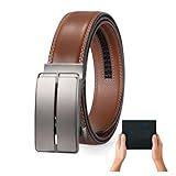 Ajustement personnalisable - La largeur de cette ceinture à cliquet est de 3,5 cm / 1,38 Vous n'avez pas à vous soucier que la ceinture pour homme soit trop serrée ou trop lâche. Le mécanisme de boucle à cliquet permet des ajustements précis, c'est-à-dire Vous pouvez régler la ceinture à cliquet en cuir pour homme exactement au serrage souhaité. La boucle facilement amovible vous permet d’ajuster facilement la longueur de la sangle à votre taille, ce qui est une caractéristique fantastique.